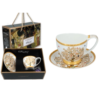 Filiżanka espresso Vanessa - G. Klimt, Drzewo życia, białe tło (CARMANI)