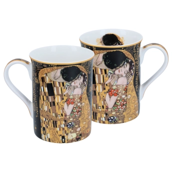 Kubek Classic New - G. Klimt, Pocałunek (tło czarne, CARMANI)