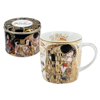 Kubek w puszce - G. Klimt, Pocałunek, kremowe tło (CARMANI)