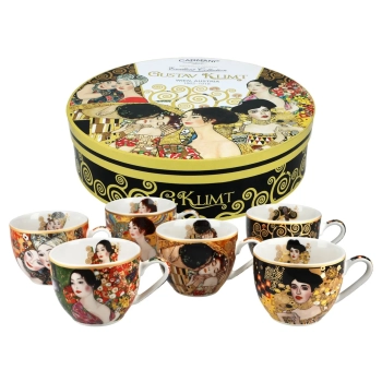 Kpl. 6 filiżanek espresso w okrągłym pudełku - G. Klimt (CARMANI)