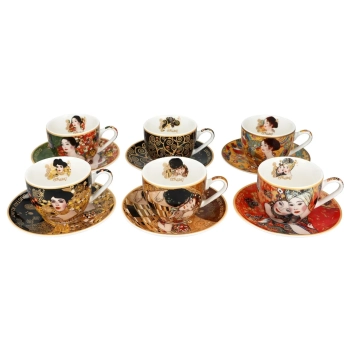 Kpl. 6 filiżanek espresso w okrągłym pudełku - G. Klimt (CARMANI)