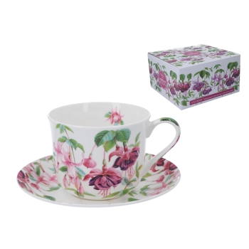 Filiżanka śniadaniowa ze spodkiem - Fuchsia (FBCh)