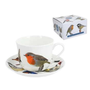 Filiżanka śniadaniowa ze spodkiem - Garden Birds (FBCh)