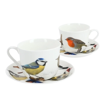 Filiżanka śniadaniowa ze spodkiem - Garden Birds (FBCh)