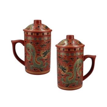 Kubek ceramiczny z sitkiem i przykrywką, zmieniający kolor.