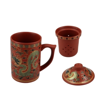 Kubek ceramiczny z sitkiem i przykrywką, zmieniający kolor.