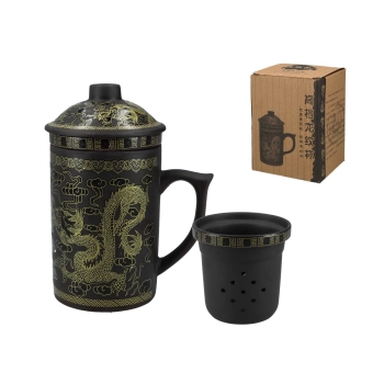 Kubek ceramiczny z sitkiem i przykrywką, zmieniający kolor.