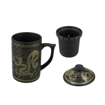 Kubek ceramiczny z sitkiem i przykrywką, zmieniający kolor.