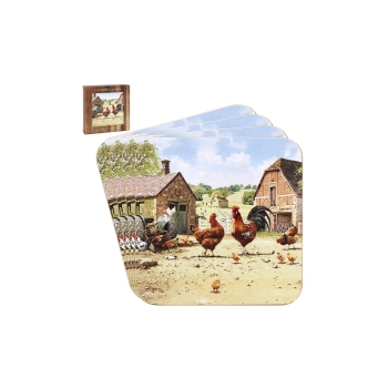 Kpl. 4 podkładek pod kubek - Cockerel & Hen