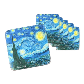 Kpl. 6 podkładek korkowych - V. van Gogh, Gwiaździsta Noc (CARMANI)