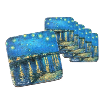Kpl. 6 podkładek korkowych - V. van Gogh, Gwiaździsta Noc nad Rodanem (CARMANI)