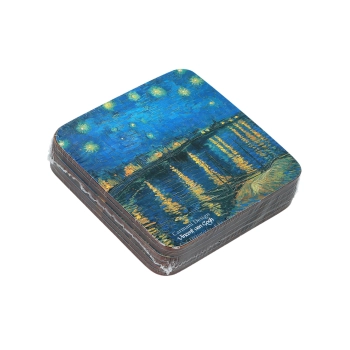 Kpl. 6 podkładek korkowych - V. van Gogh, Gwiaździsta Noc nad Rodanem (CARMANI)