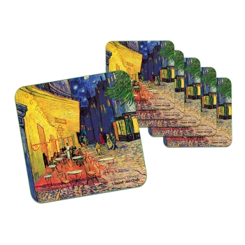 Kpl. 6 podkładek korkowych - V. van Gogh, Taras Kawiarni w Nocy (CARMANI)