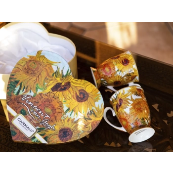 Kpl. 2 kubków w sercu - V. van Gogh, Słoneczniki (CARMANI)
