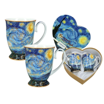 Kpl. 2 kubków w sercu - V. van Gogh, Gwiaździsta noc (CARMANI)