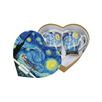 Kpl. 2 kubków w sercu - V. van Gogh, Gwiaździsta noc (CARMANI)