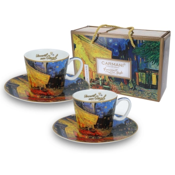 Kpl. 2 filiżanek espresso - V. van Gogh, Taras kawiarni nocą (CARMANI)