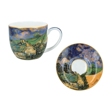 Kpl. 2 filiżanek ze spodkami - V. van Gogh, Chaty kryte strzechą (CARMANI)