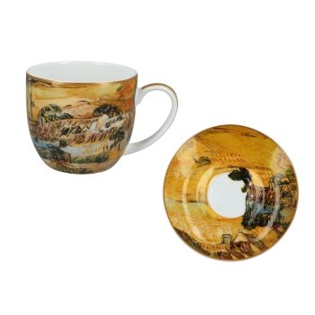Kpl. 2 filiżanek ze spodkami - V. van Gogh, Chaty kryte strzechą (CARMANI)