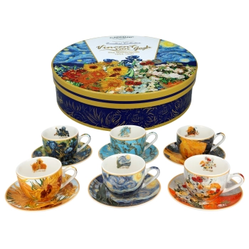 Kpl. 6 filiżanek espresso w okrągłym pudełku - V. van Gogh (CARMANI)