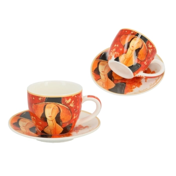 Filiżanka espresso ze spodkiem - A. Modigliani, Kobieta w kapeluszu (CARMANI)