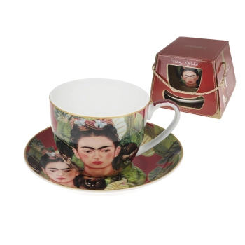 Filiżanka śniadaniowa - F. Kahlo, Autoportret z naszyjnikiem z cierni i kolibrem (CARMANI)