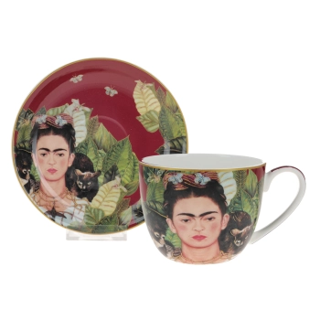 Filiżanka śniadaniowa - F. Kahlo, Autoportret z naszyjnikiem z cierni i kolibrem (CARMANI)