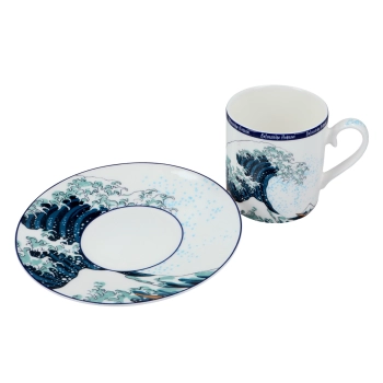Kpl. Filiżanka ze spodkiem - Hokusai Katsushika, Wielka fala w Kanagawie (CARMANI)