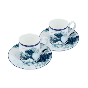 Kpl. 2 filiżanek espresso - Hokusai Katsushika, Wielka fala w Kanagawie (CARMANI)