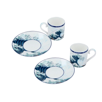 Kpl. 2 filiżanek espresso - Hokusai Katsushika, Wielka fala w Kanagawie (CARMANI)