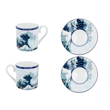 Kpl. 2 filiżanek espresso - Hokusai Katsushika, Wielka fala w Kanagawie (CARMANI)