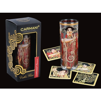 Kieliszek do wódki - G. Klimt. Medycyna (CARMANI) + komplet 4 podkładek korkowych