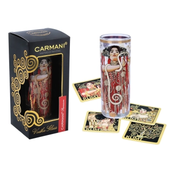 Kieliszek do wódki - G. Klimt. Medycyna (CARMANI) + komplet 4 podkładek korkowych