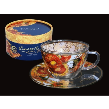 Szklana filiżanka ze spodkiem - V. Van Gogh. Słoneczniki (CARMANI)