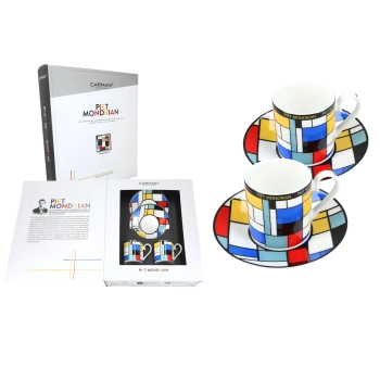 Kpl. 2 filiżanek espresso - P. Mondrian, Composition A (CARMANI)