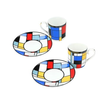 Kpl. 2 filiżanek espresso - P. Mondrian, Composition A (CARMANI)