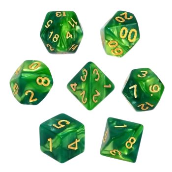 Komplet kości RPG - Dwukolorowe - Miętowo-zielone